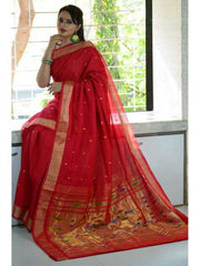 HANDLOOM COTTON PAITHANI SAREE WITH fancyPALLU