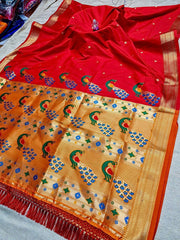 Peacock Border Brocade Paithani saree