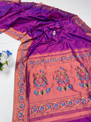Latest Peacock Border Brocade Paithani Saree