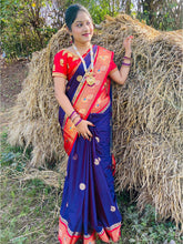 Peacock border paithani Soft sico silk saree with contrast blouse