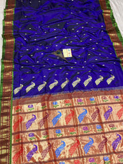 Pure silk maharani yeola Handloom paithani and 30 mor padar paithani multicolour