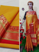 Peshvai border paithani soft sico silk saree with contrast blouse