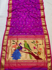 Pure silk maharani yeola Handloom paithani and 30 mor padar paithani multicolour