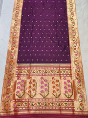 Pure Silk Handloom Asawli Design Brocade Paithani Saree